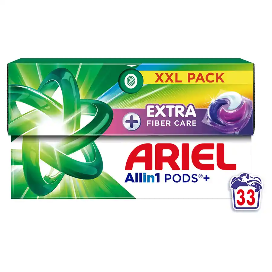 Ariel All In 1 Pods Fiber Care Απορρυπαντικό Πλυντηρίου Ρούχων 33τεμ. 729,3γρ.
