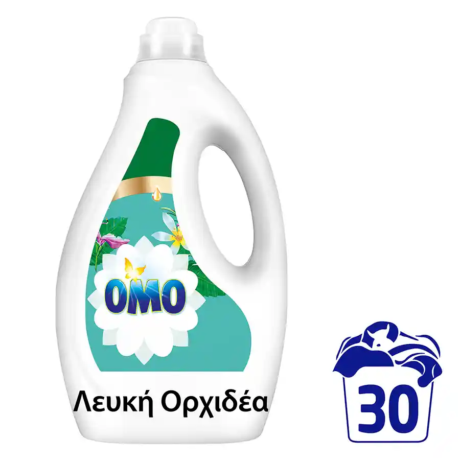 Omo Υγρό Απορρυπαντικό Πλυντηρίου Ρούχων Λευκή Ορχιδέα 30mez. 1,5lt.