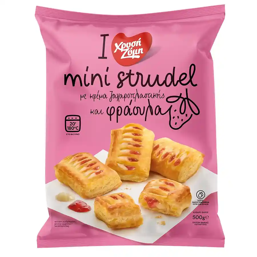 Χρυσή Ζύμη Mini Strudel Κρέμα Φράουλα 500γρ.