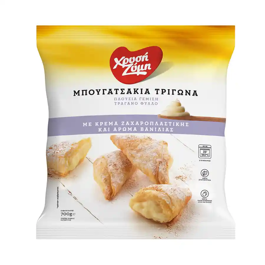 Χρυσή Ζύμη Μπουγατσάκια Τρίγωνα Με Κρέμα 700γρ.