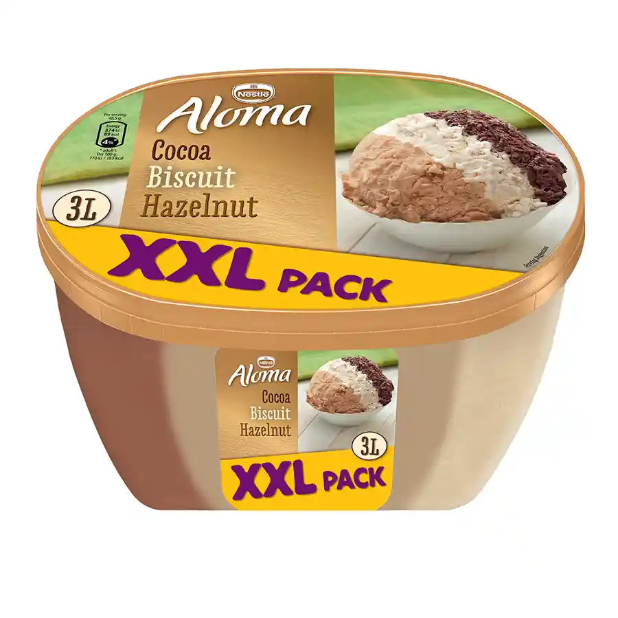 Aloma Παγωτό Σοκολάτα Μπισκότο Φουντούκι XXL 1,455kg. /3lt.