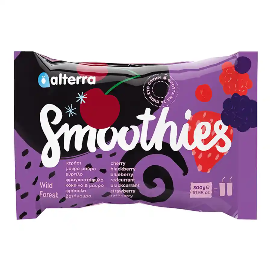 Alterra Smoothies Wild Forest Φράουλα Μύρτιλο Βατόμουρο Φραγκοστάφυλο 300γρ. 