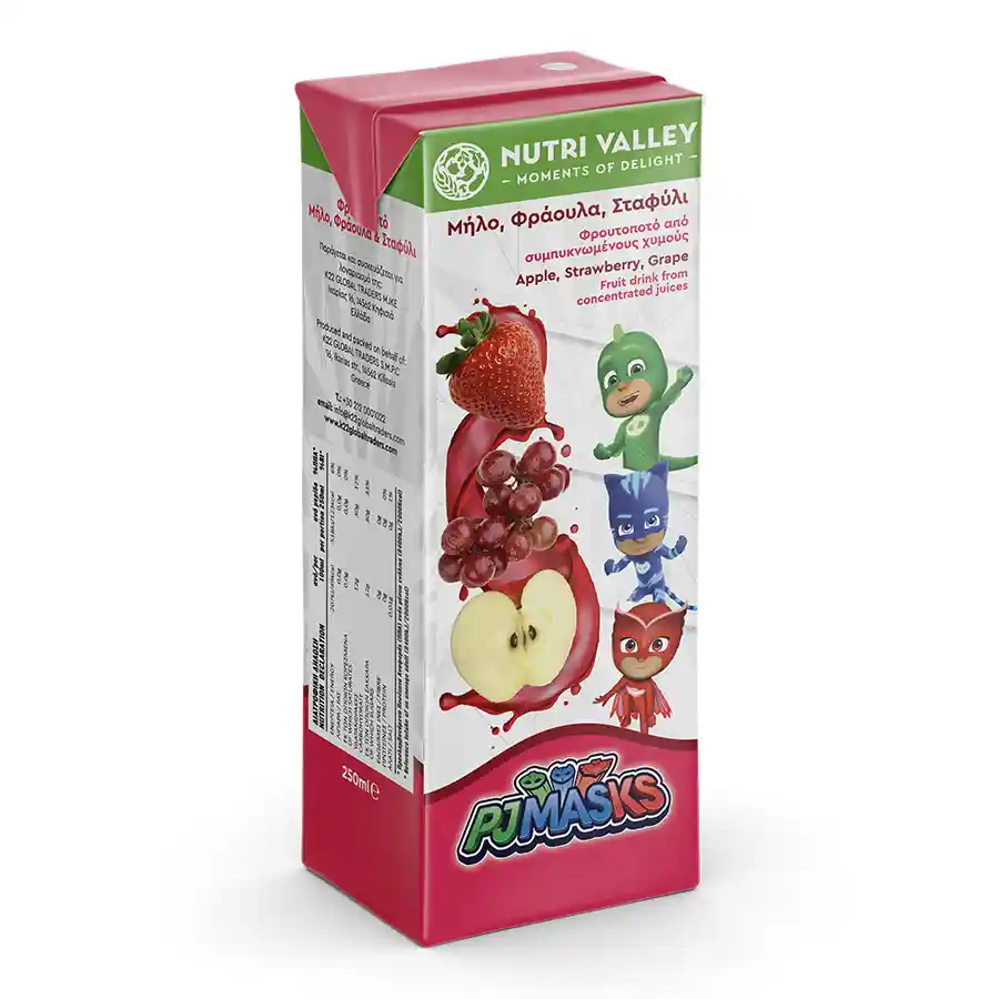 Nutri Valley Φρουτοποτό Pj Masks Φράουλα Μήλο Σταφύλι 250ml.