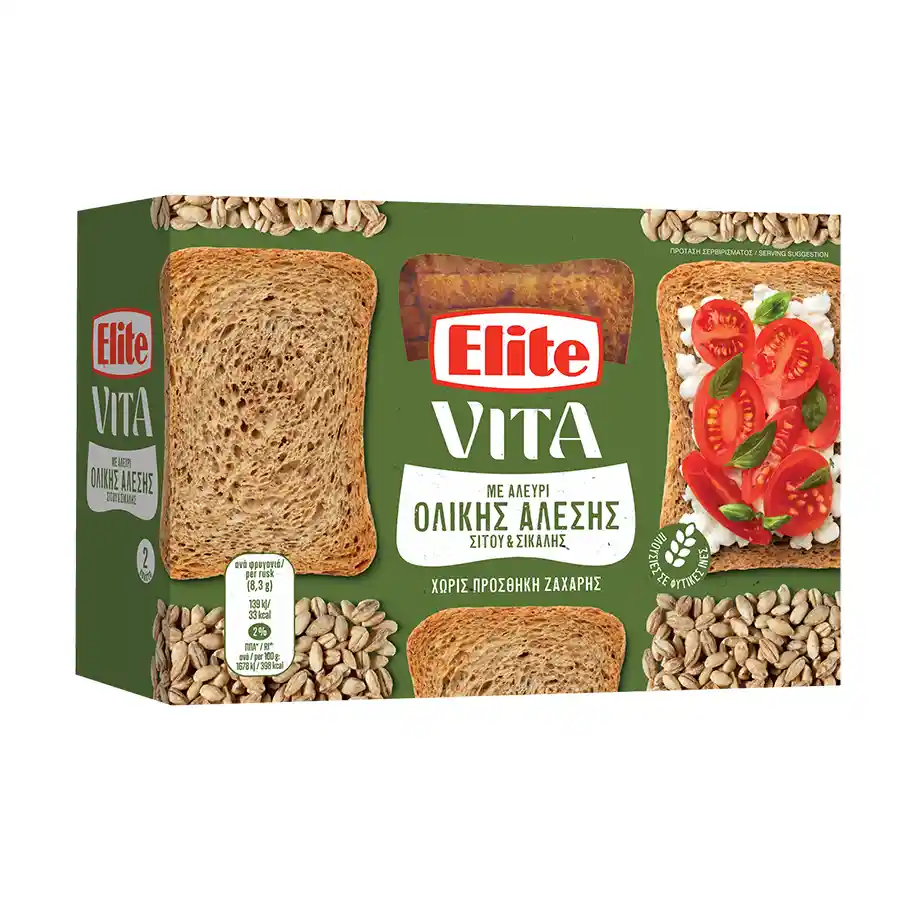 Elite Vita Φρυγανιές Ολικής Άλεσης 180γρ.