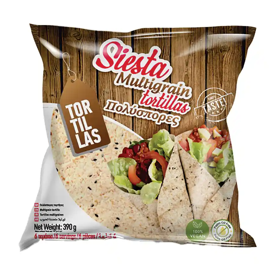 Siesta Πίτες Tortilla Ολικής Άλεσης 25cm. 6τεμ. 390γρ.