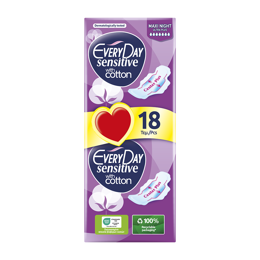 Every Day Sensitive Σερβιέτες Maxi Night Ultra Plus Economy 18τεμ.
