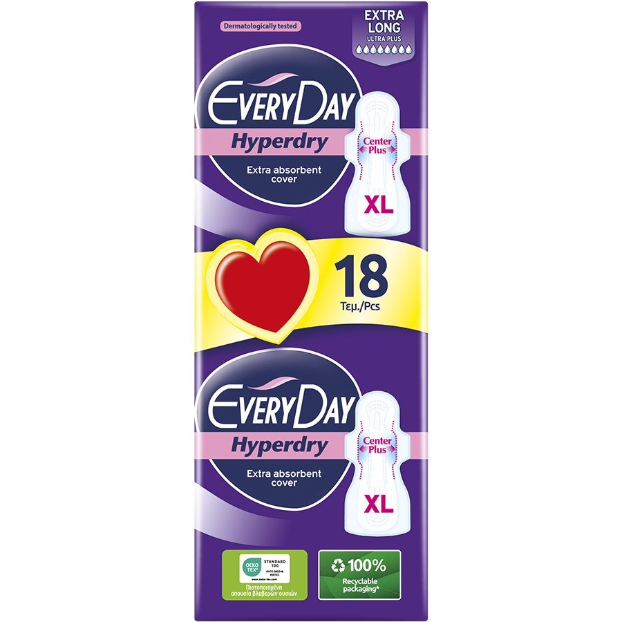 Every Day Hyperdry Σερβιέτες Extra Long Ultra Plus Economy 18τεμ.