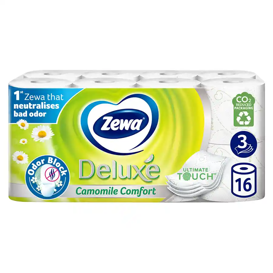 Zewa Deluxe Χαρτί Υγείας Chamomile 3Φυλλών 16τεμ. 1456γρ.