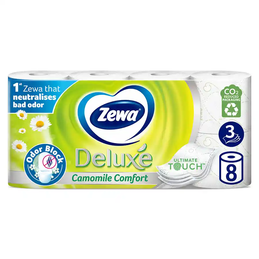Zewa Deluxe Χαρτί Υγείας Chamomile 3Φύλλων 8τεμ. 704γρ.