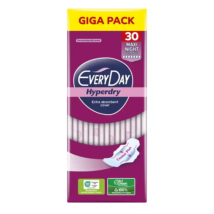 Every Day Hyperdry Σερβιέτες Maxi Night Ultra Plus Giga Pack 30τεμ.