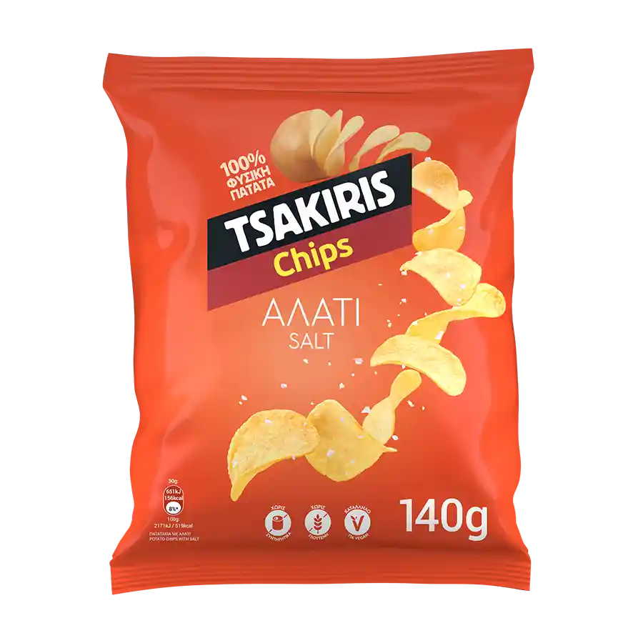 Tsakiris Τσιπς Αλάτι Χωρίς Γλουτένη 140γρ.