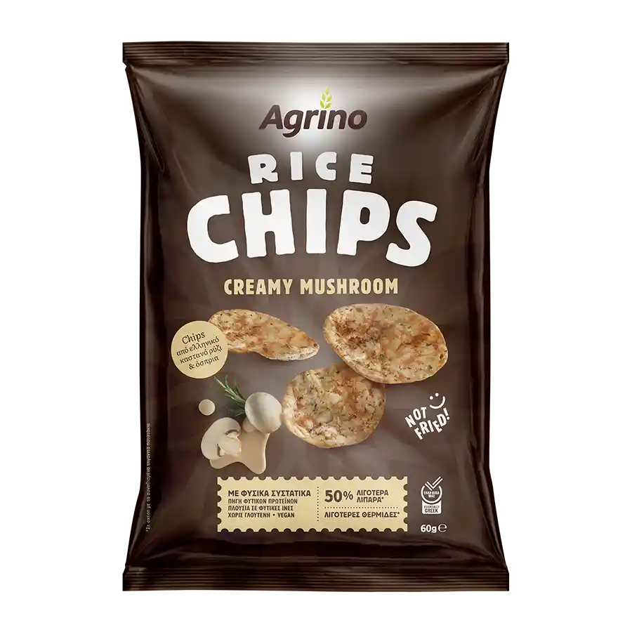 Agrino Τσιπς Καστανού Ρυζιού Με Όσπρια Creamy Mushroom Χωρίς Γλουτένη 60γρ.