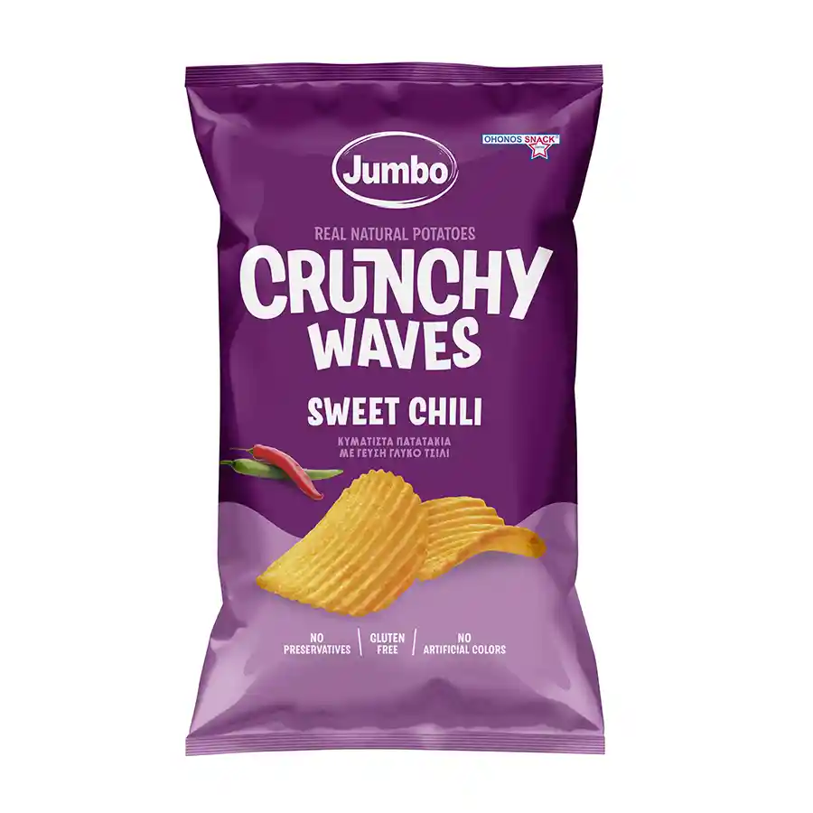 Ohonos Snack Chrunchy Τσιπς Κυματιστά Sweet Chili Χωρίς Γλουτένη 90γρ.