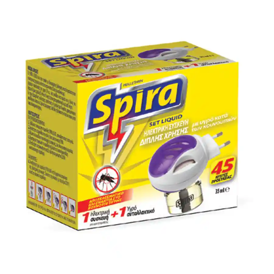 Spira Εντομοαπωθητικό Συσκευή + Υγρό Ανταλλακτικό Κίτρινο 45 Νύχτες 35ml.