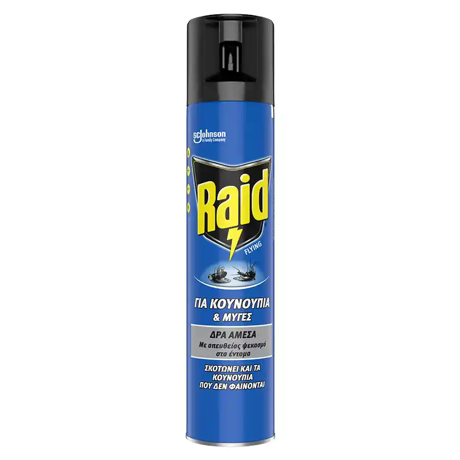 Raid Flying Εντομοκτόνο Σπρέι Για Κουνούπια & Μύγες 300ml.